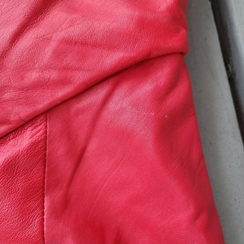 Clifford Olson For Tannery West Vintage‎ Mini Dress Leather Strapless Red 2 - Picture 7 of 10